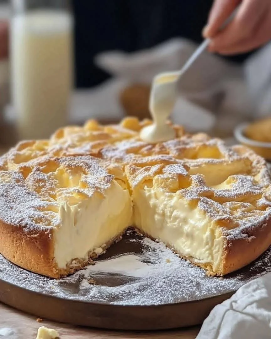Freshly baked 15-minute cake topped with frosting and sprinkles
