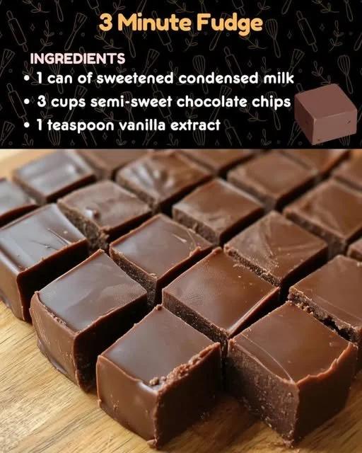 3 Minute Fudge Quick and easy 3 Minute Fudge recipe with rich chocolate flavor