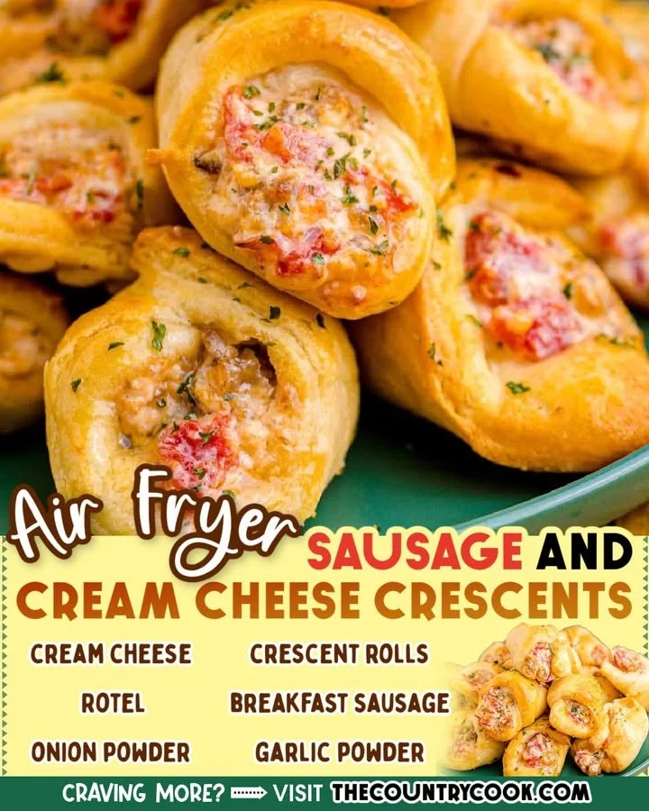 Air Fryer Sausage and Cream Cheese Crescents Air Fryer sausage and cream cheese crescents on a serving plate