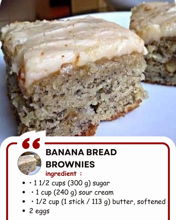 Delicious homemade banana bread brownies on a rustic wooden table