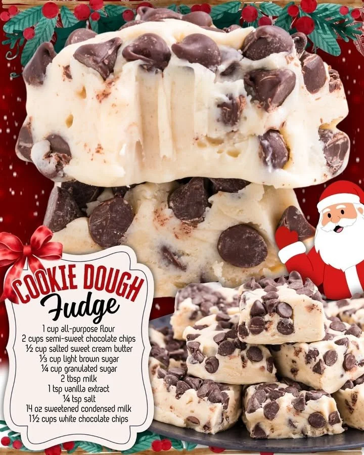 COOKIE DOUGH FUDGE Delicious homemade cookie dough fudge topped with chocolate chips