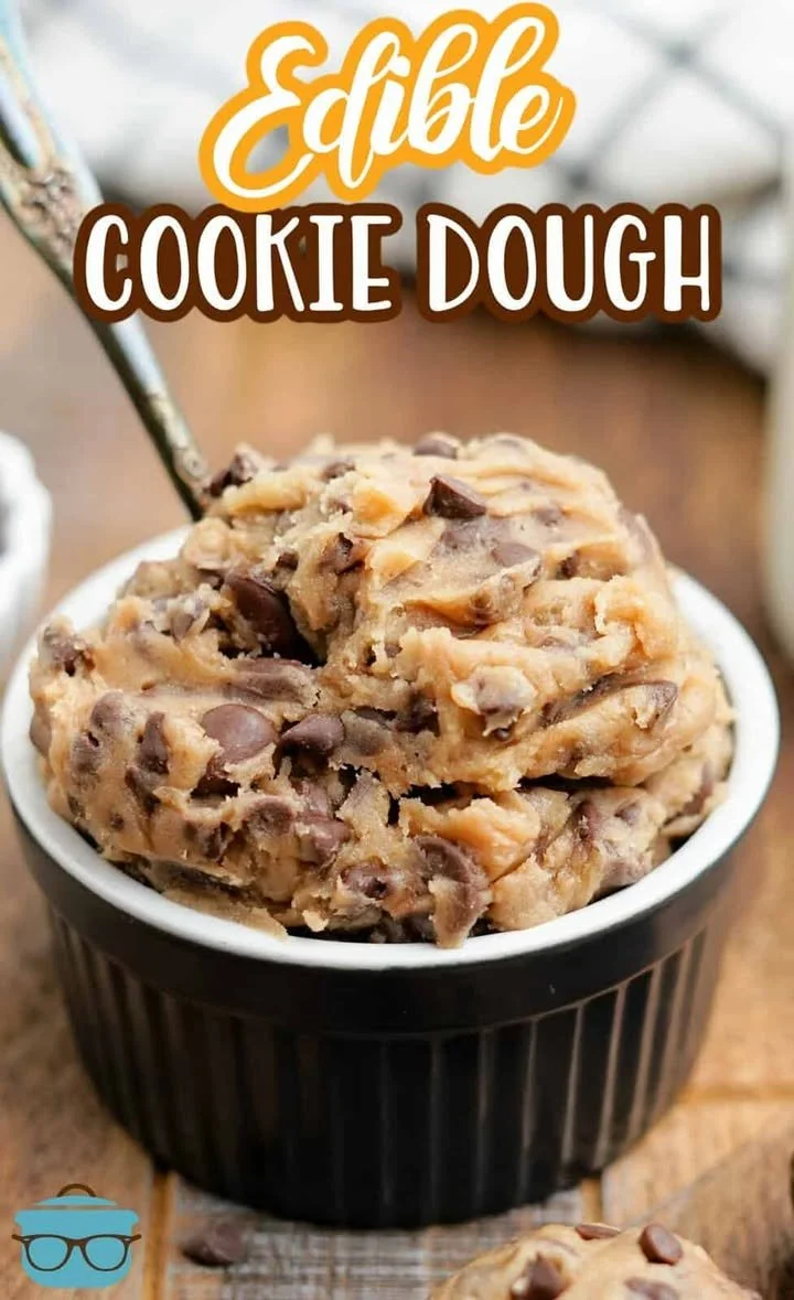 Edible Chocolate Chip Cookie Dough Bowl of edible chocolate chip cookie dough made for safe consumption