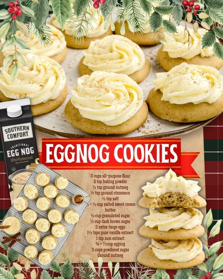 EGGNOG COOKIES Baked eggnog cookies decorated for the holiday season