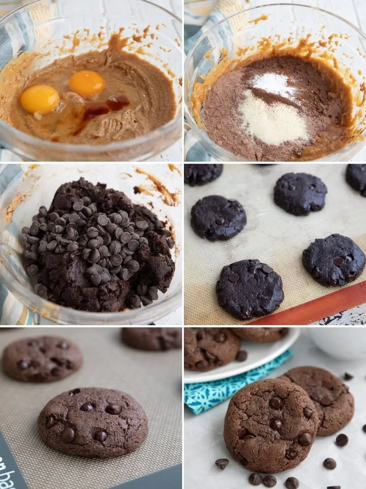 Plate of keto chocolate breakfast cookies on a wooden table