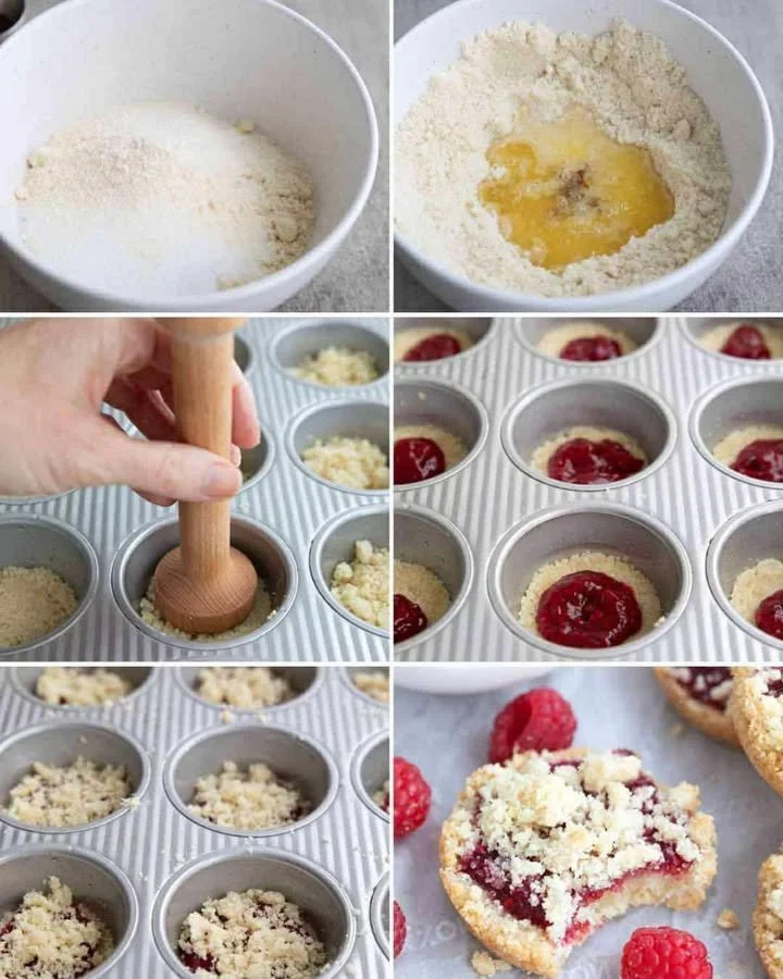 Keto Raspberry Crumble Cookies A plate of delicious Keto Raspberry Crumble Cookies with fresh raspberries.