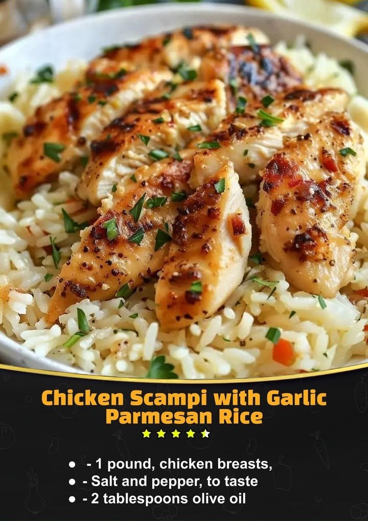 Chicken Scampi with Garlic Parmesan Rice
