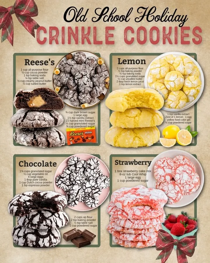Old school holiday crinkle cookies Old school holiday crinkle cookies dusted with powdered sugar for a festive touch