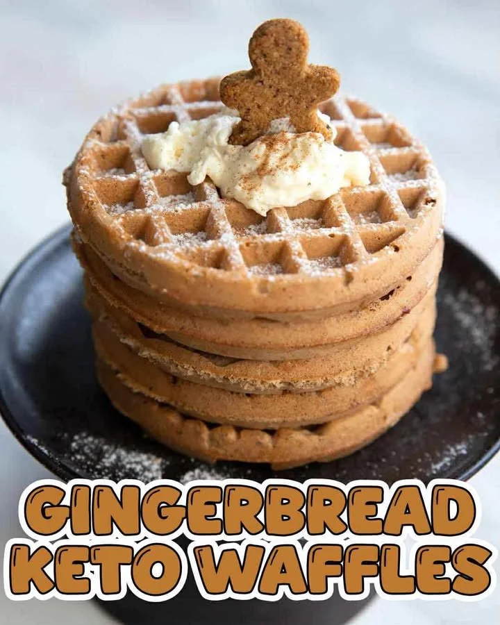 Run, run as fast as you can... you CAN catch these Keto Gingerbread Waffles on the site! Keto Gingerbread Waffles served with a festive garnish