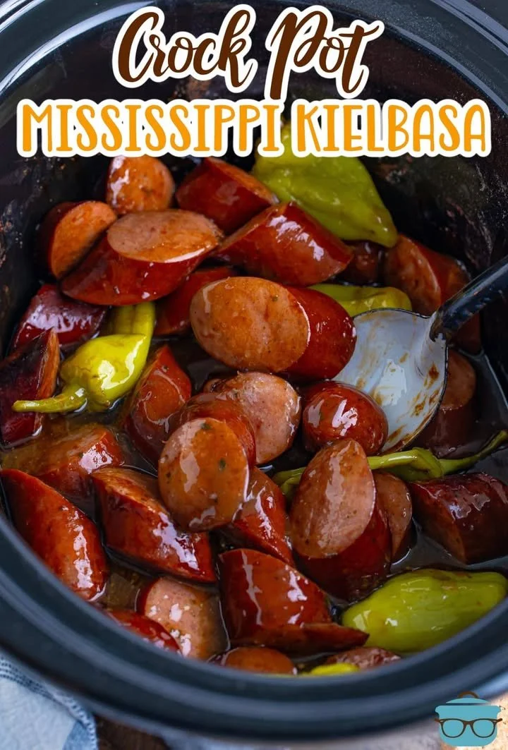 Slow Cooker Mississippi Kielbasa Delicious Slow Cooker Mississippi Kielbasa recipe served on a plate.