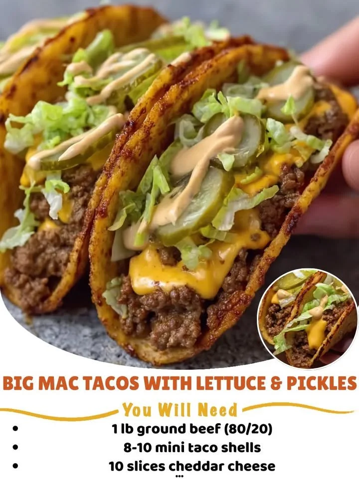Big Mac Tacos with fresh lettuce and pickles, a tasty fusion recipe.