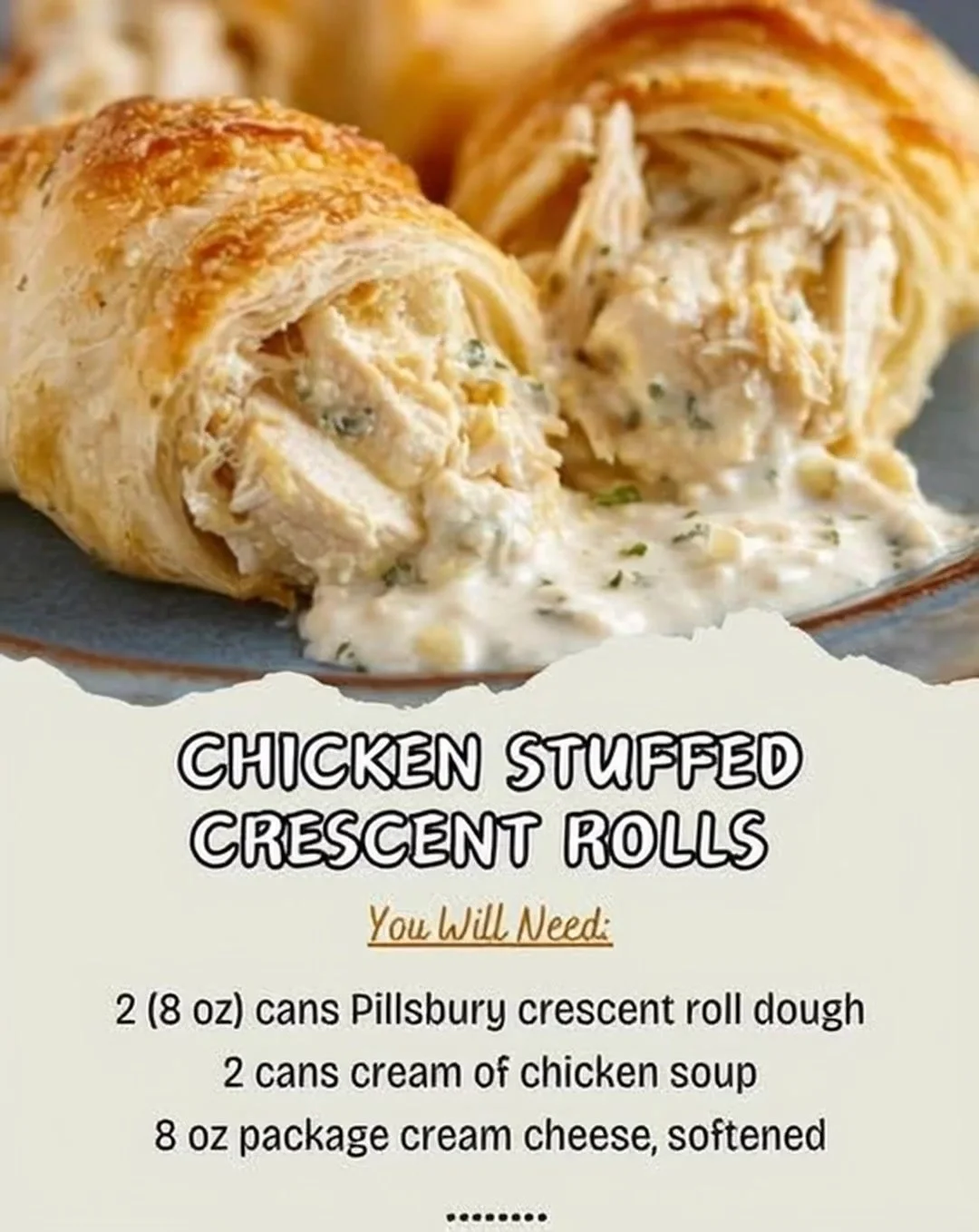 Chicken Stuffed Crescent Rolls Chicken stuffed crescent rolls baked to golden perfection