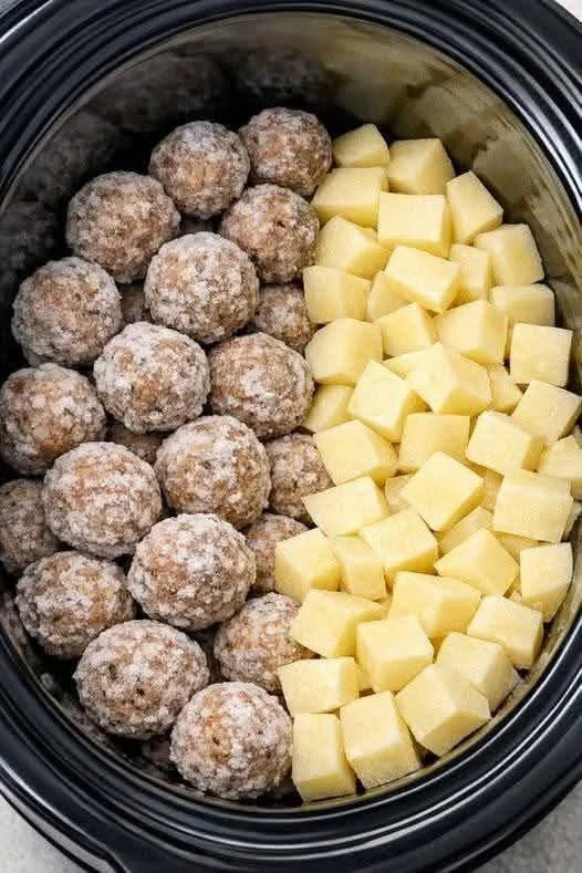Crockpot Meatballs and Potatoes