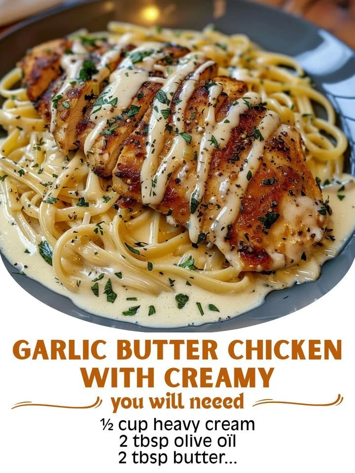 Garlic Butter Chicken with Creamy Ricotta Alfredo Pasta