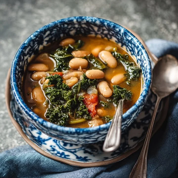 A bowl of Grandma's cozy soup, rich and comforting, perfect for any cold day