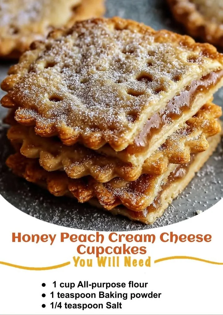 Delicious honey peach cream cheese cupcakes displayed on a decorative plate