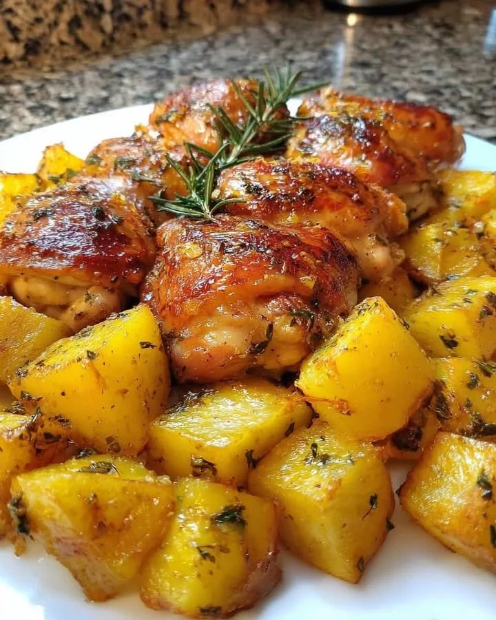 Lemon Herb Roasted Chicken with Golden Potatoes