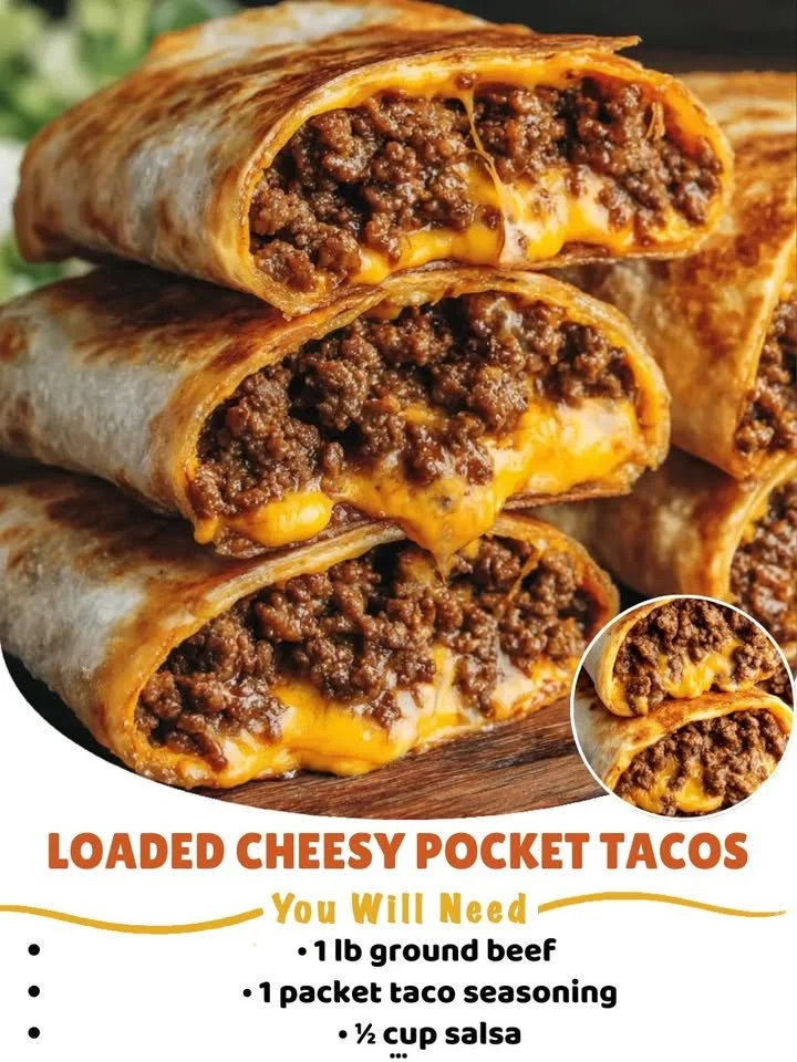 Loaded Cheesy Pocket Tacos with melted cheese and fresh toppings