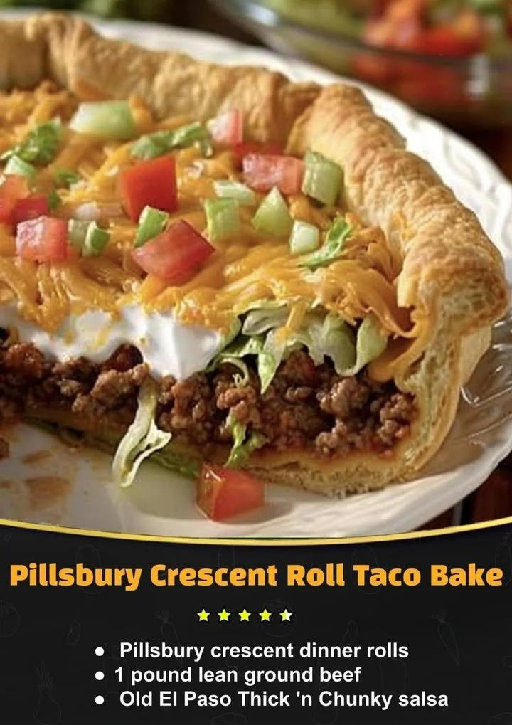 Pillsbury Crescent Roll Taco Bake topped with cheese and spices