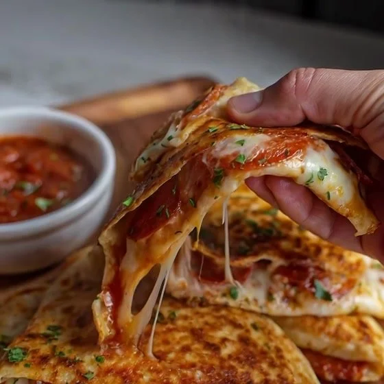 Pizza Quesadilla with Pepperoni
