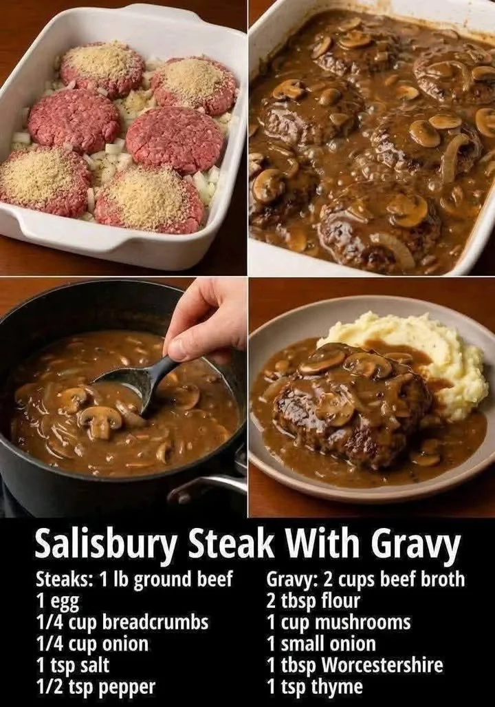Delicious Salisbury steak served with savory onion gravy on a plate.