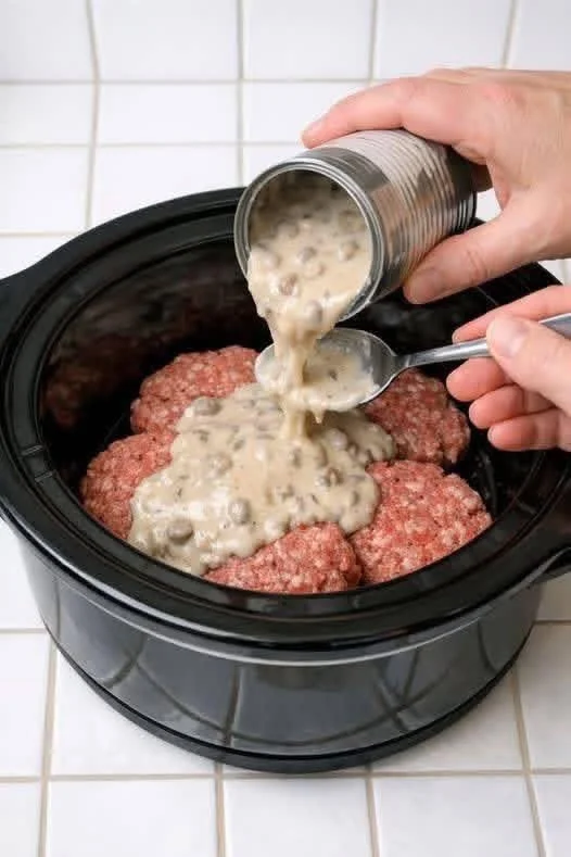 Slow Cooker Hamburger Patties with Cream of Mushroom Soup