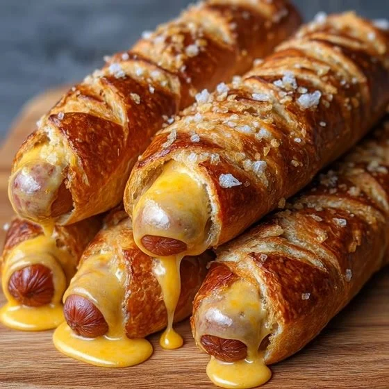 Soft Baked Cheesy Pretzel Dogs