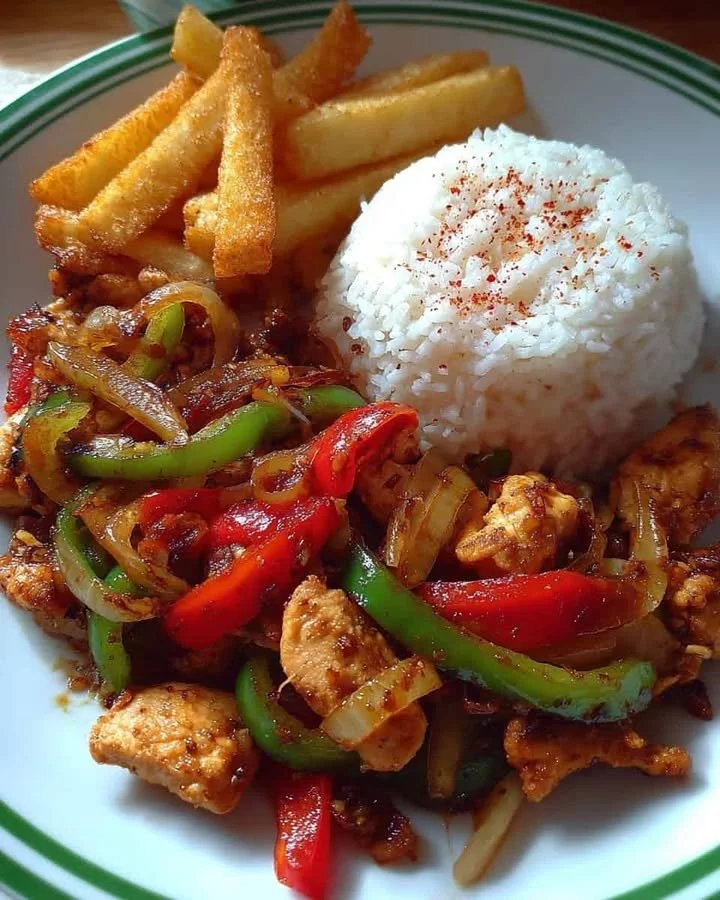 Ultimate Chicken Stir-Fry Plate with Rice & Crispy Chips